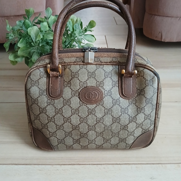 Gucci Authentic Vintage Brown Web Handbag! Gucci ~ A True Beauty! - Picture 1 of 15